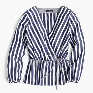 NWT Striped Faux-Wrap Top